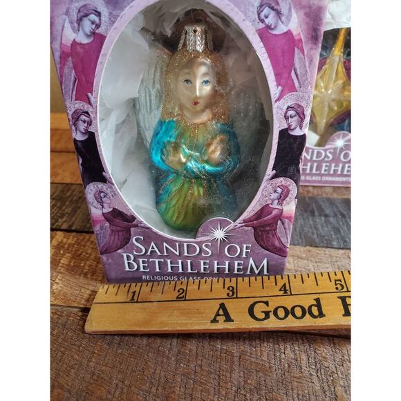 Sands of Bethlehem Religious Glass Ornaments -Set Of 4- Made with Holy Land Sand - Picture 16 of 16